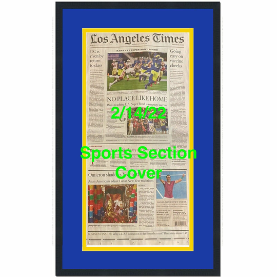 Framed Los Angeles Times LA Rams Super Bowl LVI 56 14x24 Newspaper Cover Photo 2