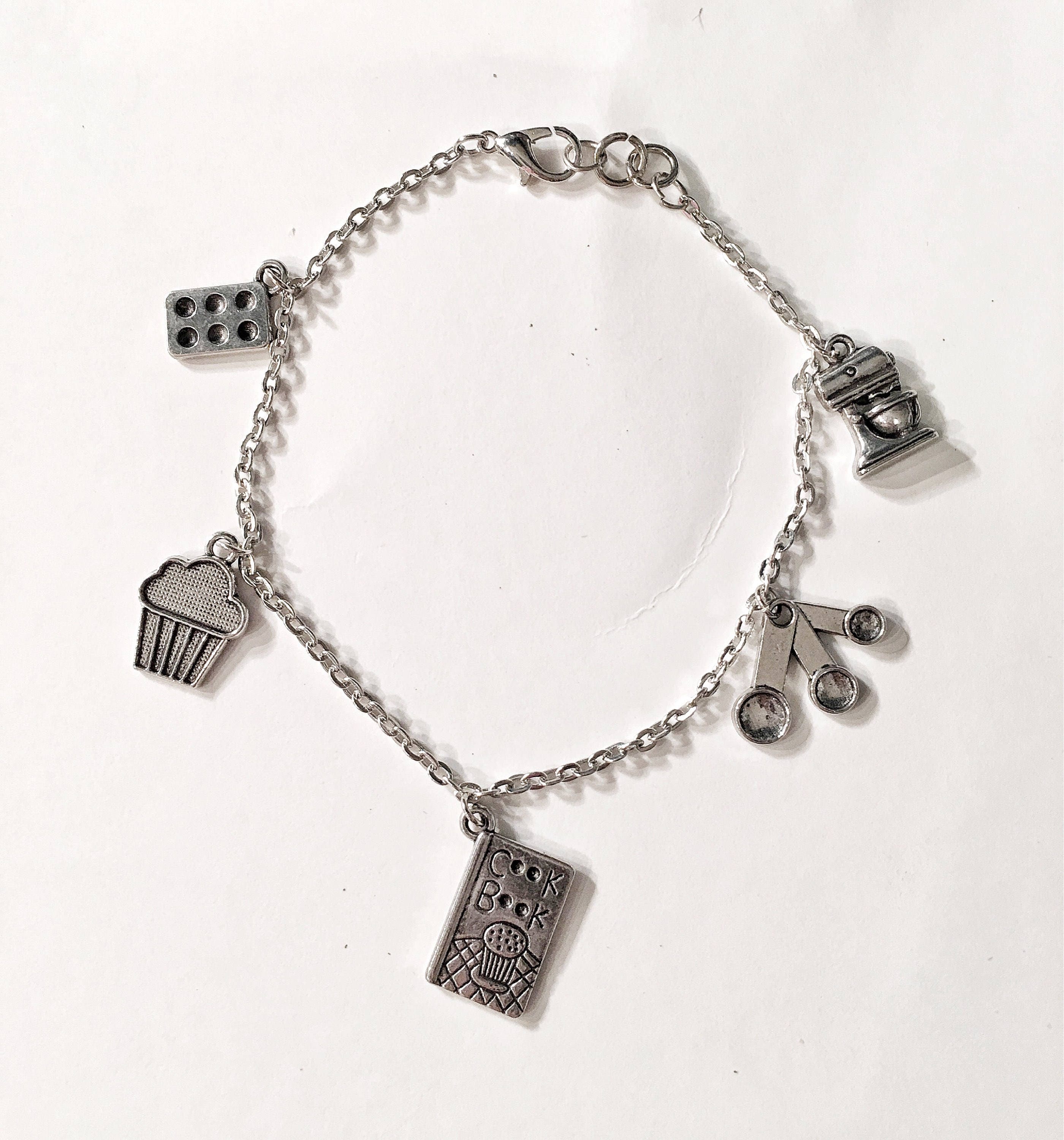 Baking, Chef, Kitchen Aid, Cook Book, Silver Charm Bracelet