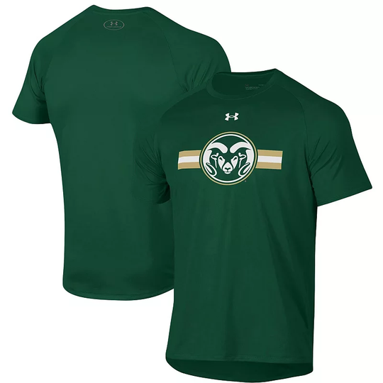 Men's Under Armour Green Colorado State Rams Logo Stripe Performance Raglan T-Shirt, Size: 2XL