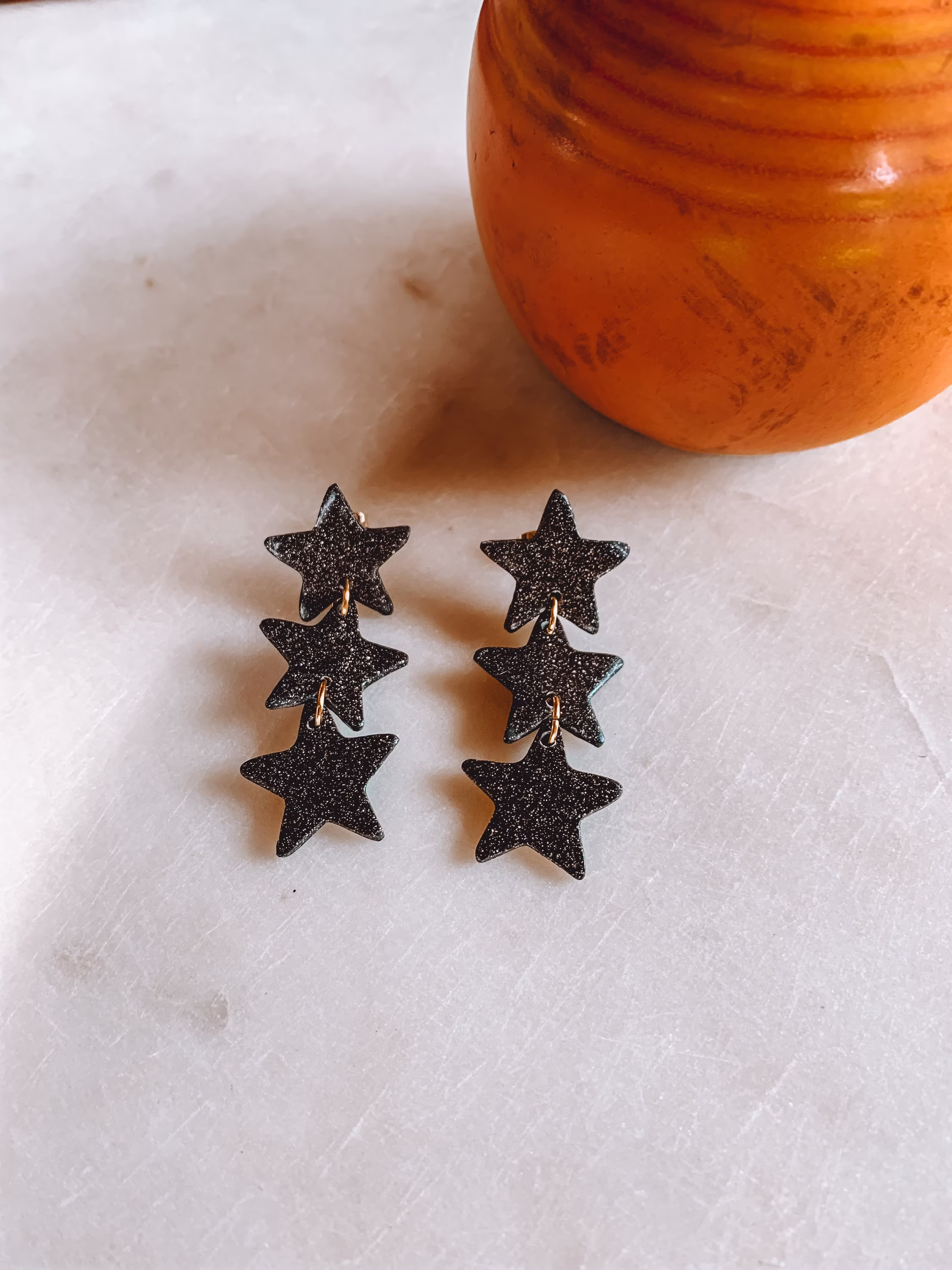 Star Drop Polymer Clay Earrings | Boho Statement 18K Gold Plated