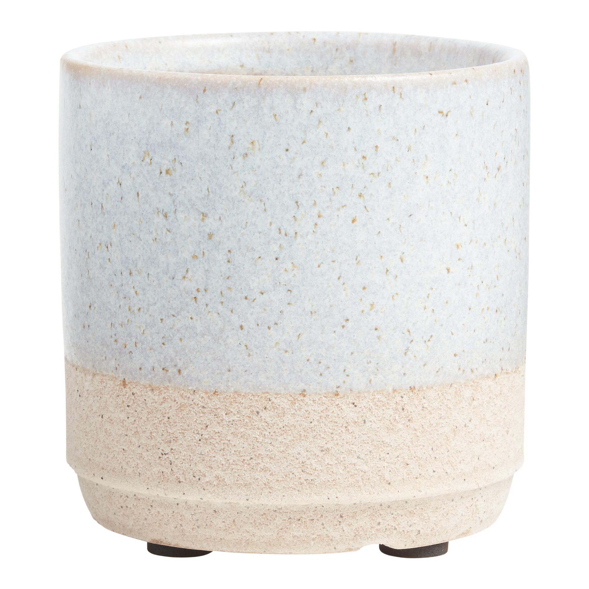 Small Light Blue and Terracotta Planter - Ceramic by World Market