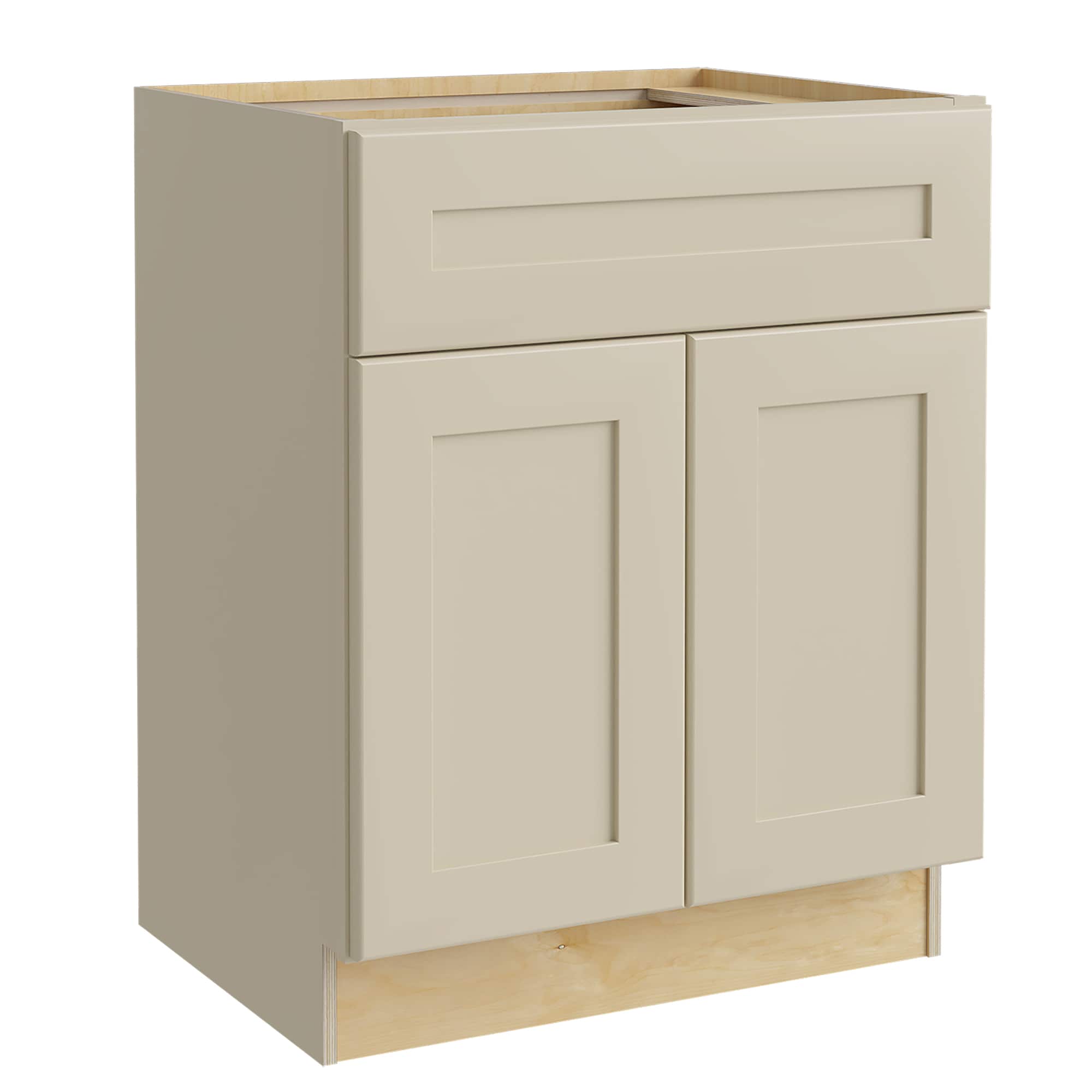 Luxxe Cabinetry 27-in W x 34.5-in H x 21-in D Norfolk Blended Cream Painted Sink Base Fully Assembled Semi-custom Cabinet in Off-White | VSB2721-NBC