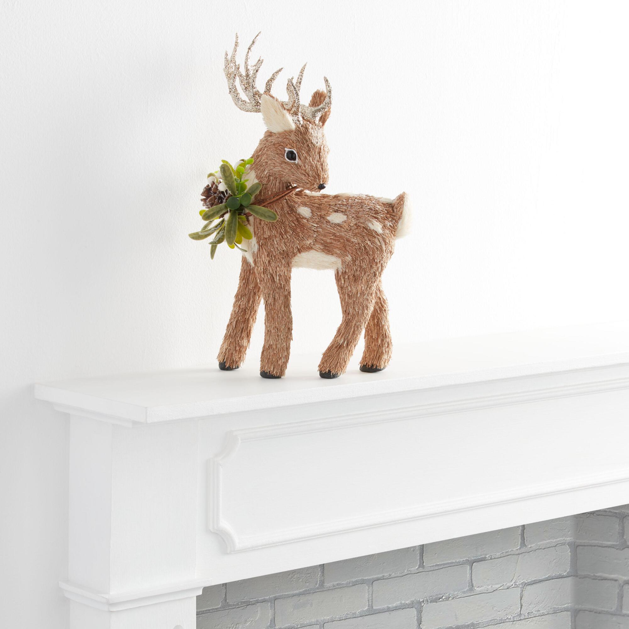 Pier Place Brown Sisal Standing Reindeer Decor by World Market