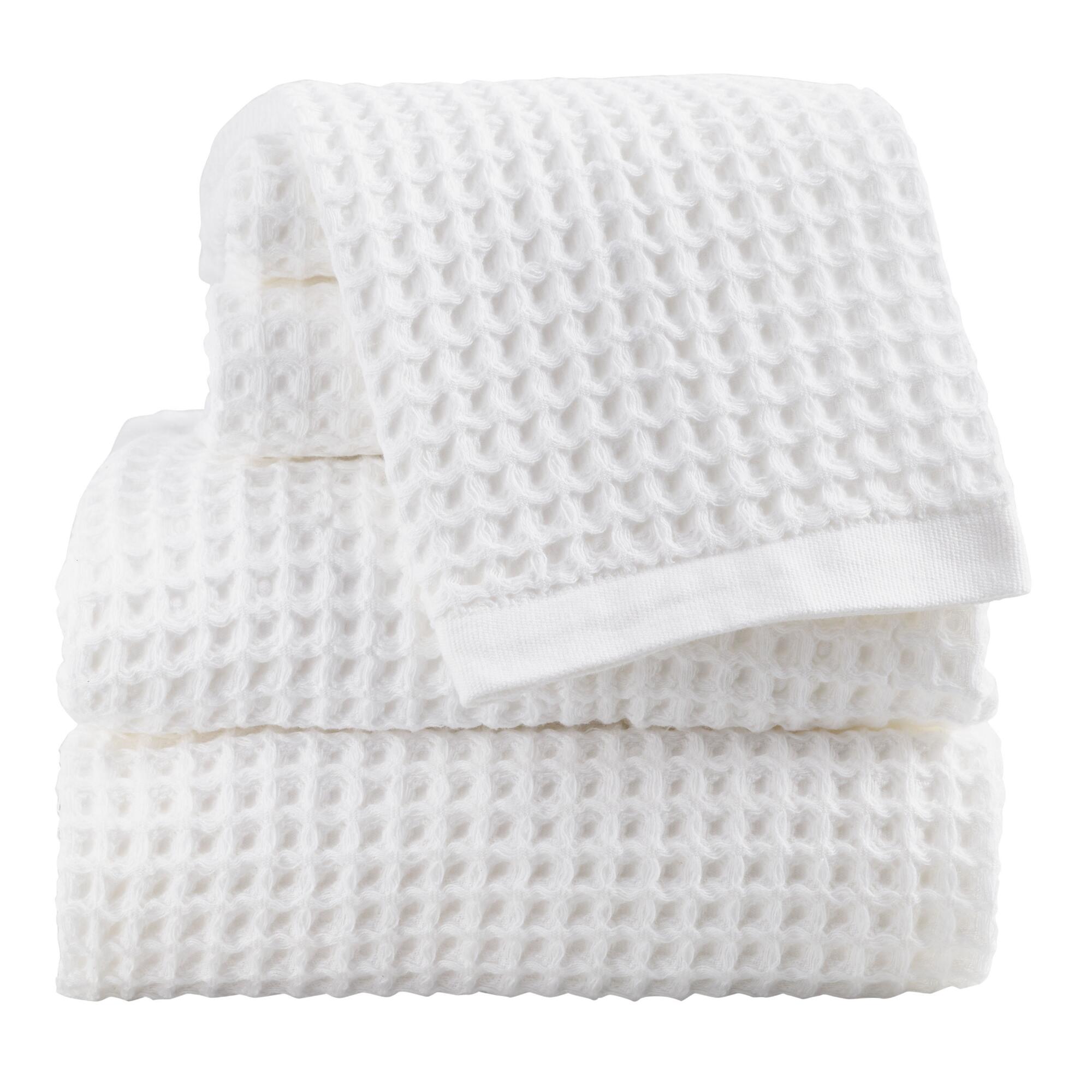 White Waffle Weave Cotton Towel Collection by World Market