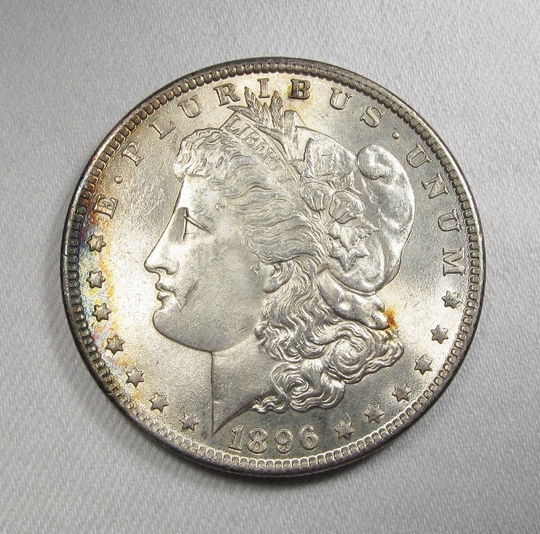 1896 Silver Morgan Dollar Unc+ Coin Toned Al615