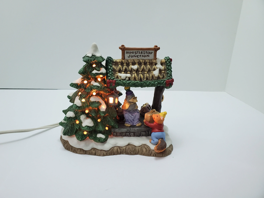 Fitz & Floyd Whistle Stop Junction Train Stop, Holiday Hamlet, Original Box, 1994