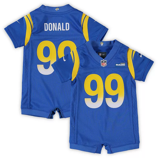 Infant Nike Aaron Donald Royal Los Angeles Rams Game Romper Jersey, Infant Unisex, Size: 3-6 Months, Blue