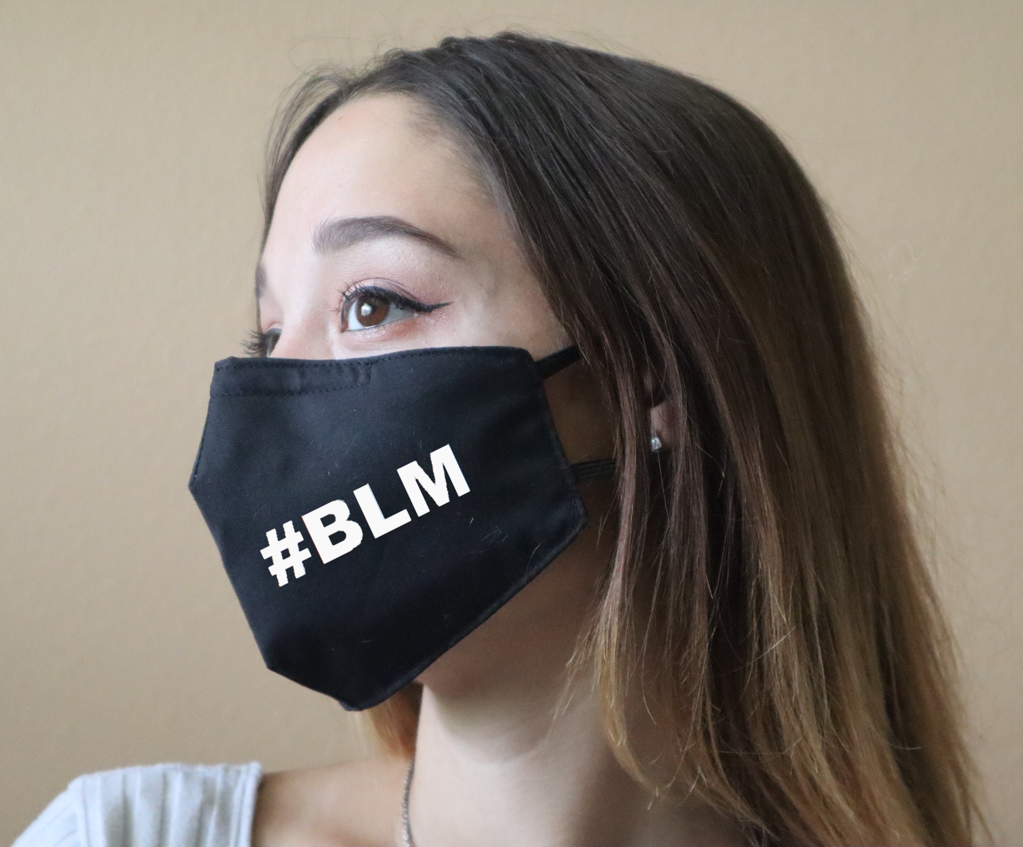 Handmade Cotton Blend Customizable Face Masks With Adjustable Ear-Loops - #blm Adult Small 8 X 5"