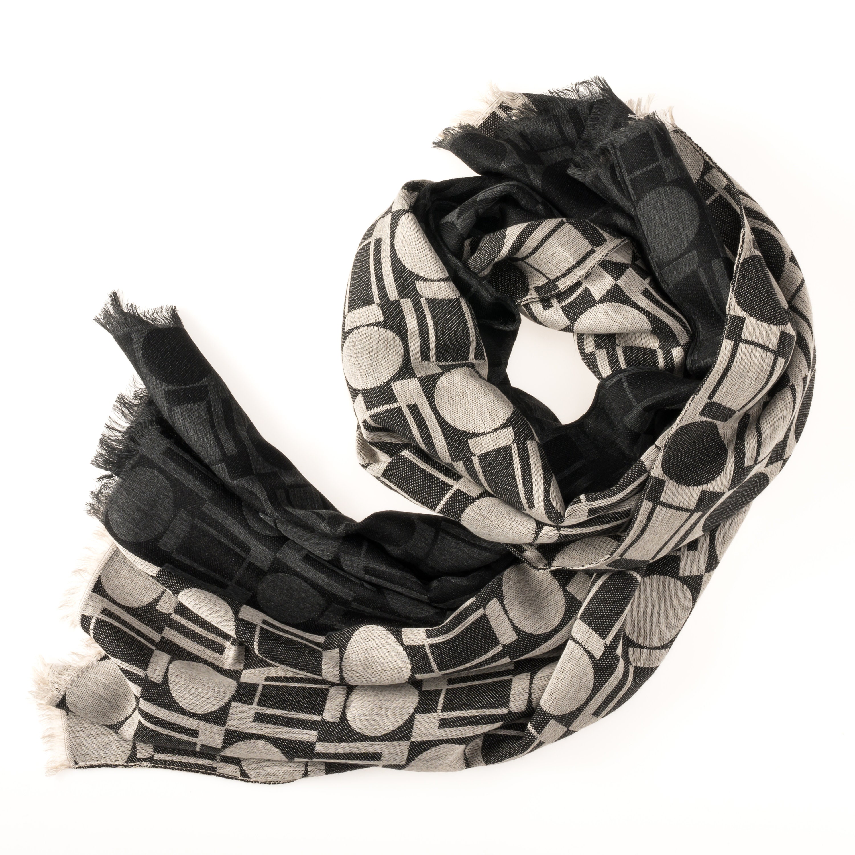 Artisan-Blend Scarf - "Midcentury Modern' Italian Travel Scarf in Smooth Wool Blend