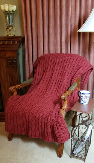 Ranch Red Chunky Crochet Wool Blend Winter Blanket Ready To Ship