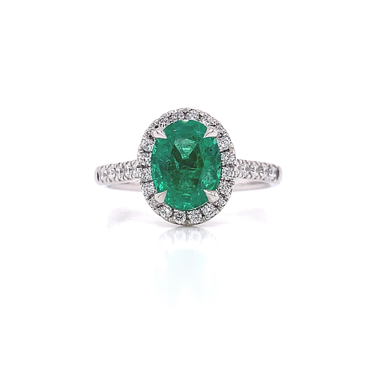 Platinum Emerald & Diamond Engagement Ring