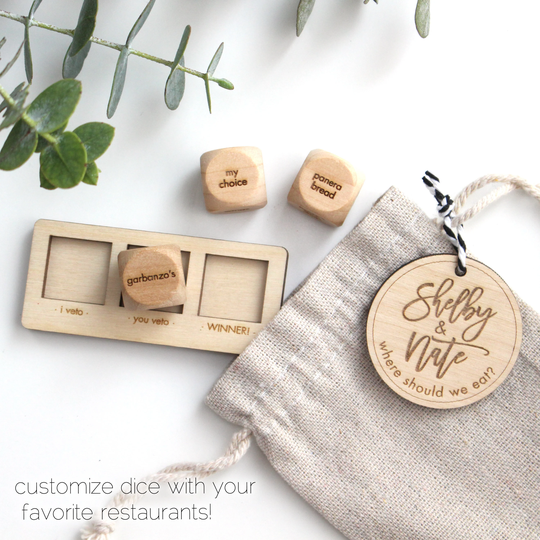 Personalized Dinner Dice - 5Th Anniversary Gift Custom Wooden Engraved Gifts For The Couple Engagement Wedding