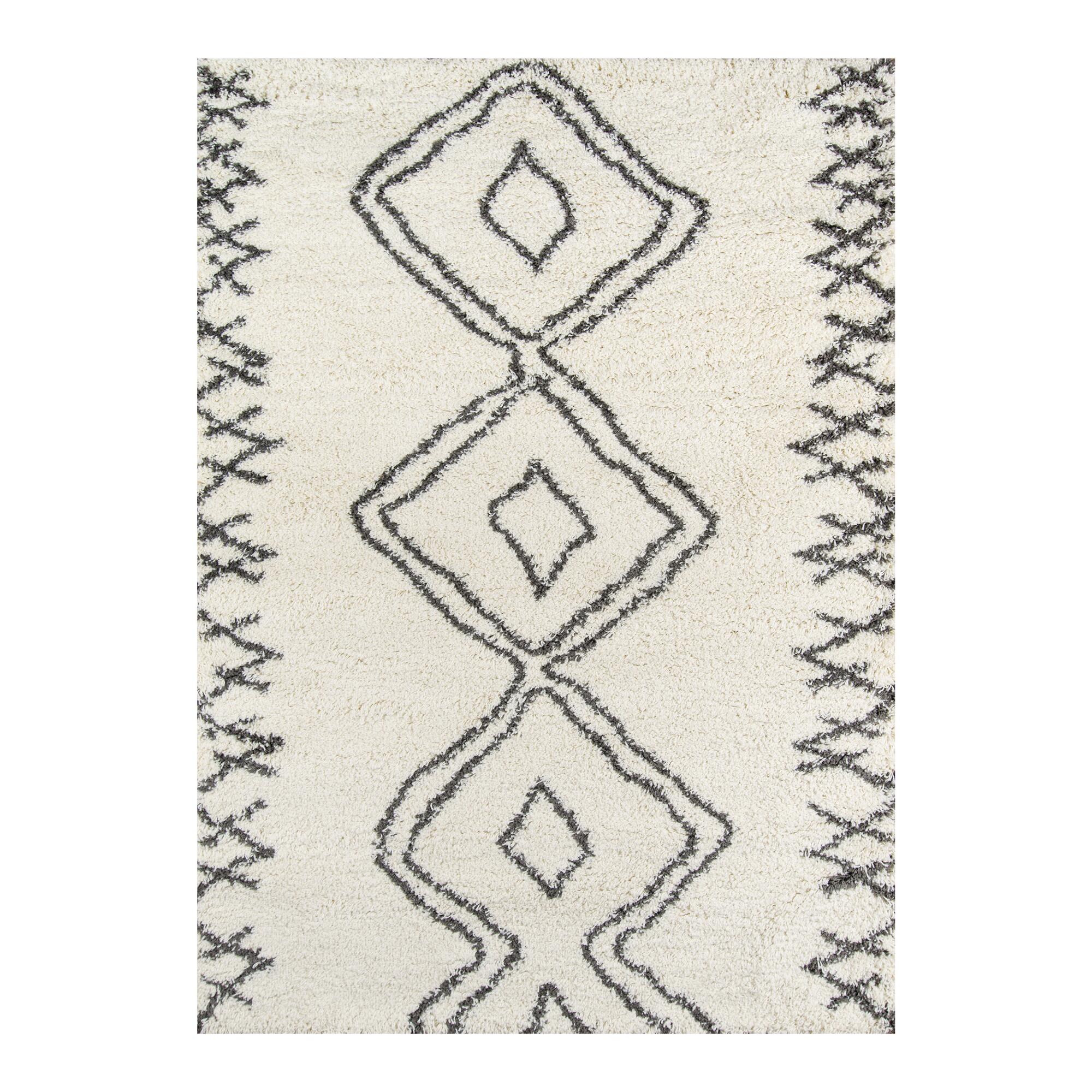 Ivory Geometric Devin Area Rug by World Market