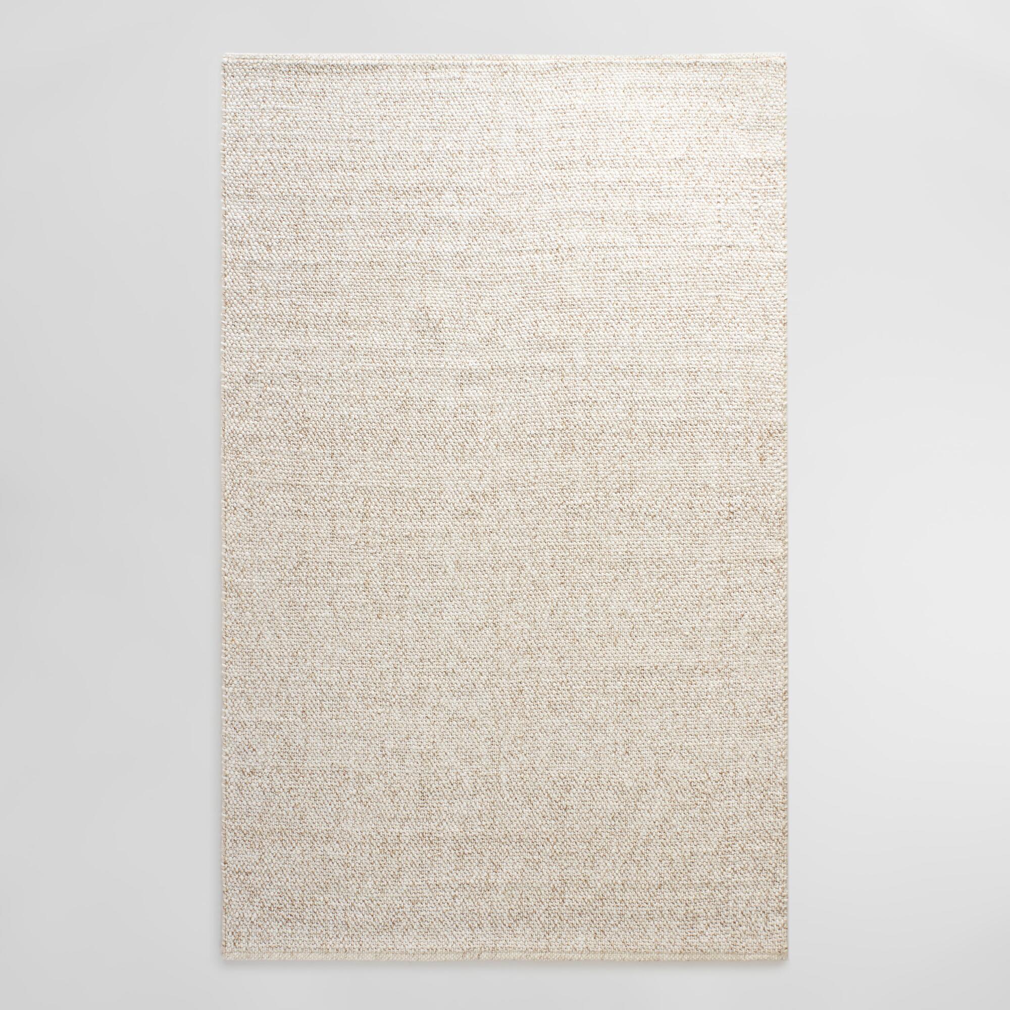 Ivory Tonal Sweater Wool Emilie Area Rug: White - Polyester - 5' x 8' by World Market