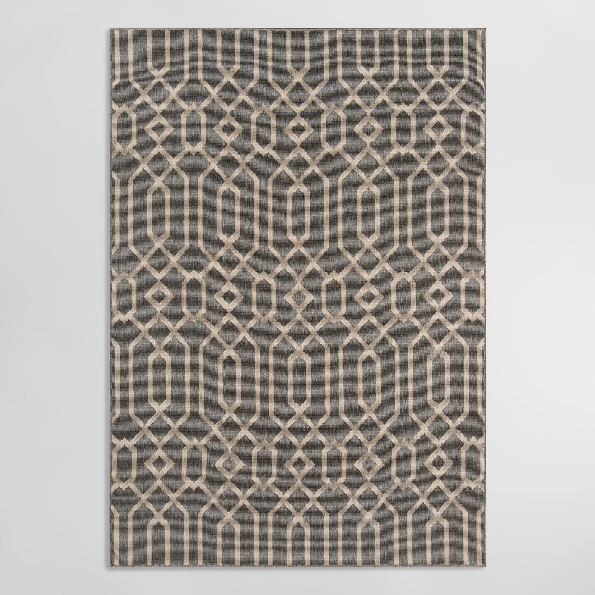 Gray Geometric Diamond Spiral Cortes Indoor Outdoor Patio Rug - Polypropylene - 5' x 8' by World Market