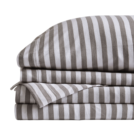 NY Loft SoHo Full 250-Thread Count Cotton Blend Charcoal Stripe 4-Piece Bed Sheet | 20091