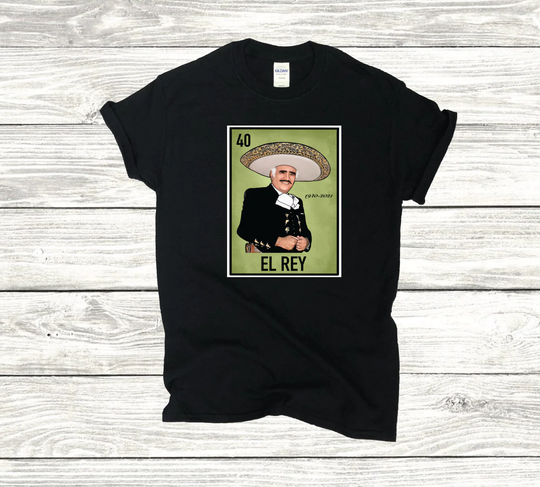El Rey Vicente Fernadez, Charro De Mexico, Chente, Musica Ranchera Funny Mexican Loteria Game Card Shirt, Perfect Gift Green Version