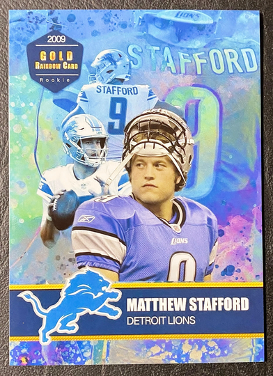 2009 Rookie Gems Matthew Stafford Gold Rainbow Custom Card - Mint Condition Detroit Lions