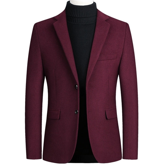 High Quality Men's Wool Suit Coat Wool Blends Casual Blazers Men Suit Top Male Solid Business Casual Mens Coats and Jackets - red, xl