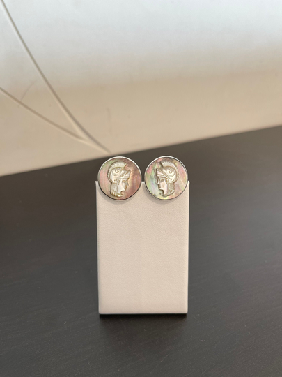 Intaglio Mother Of Pearl Cuff Links in Silver