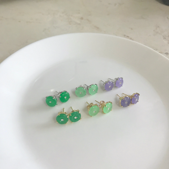 Circle Donut Jade Stud Earring