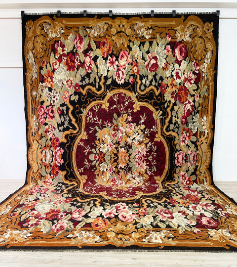 Caucasian Moldovan Floral Kilim Rug 11'4 X 7'6 Vintage Kilim, Rugs For Living Room, Dining Area No2062