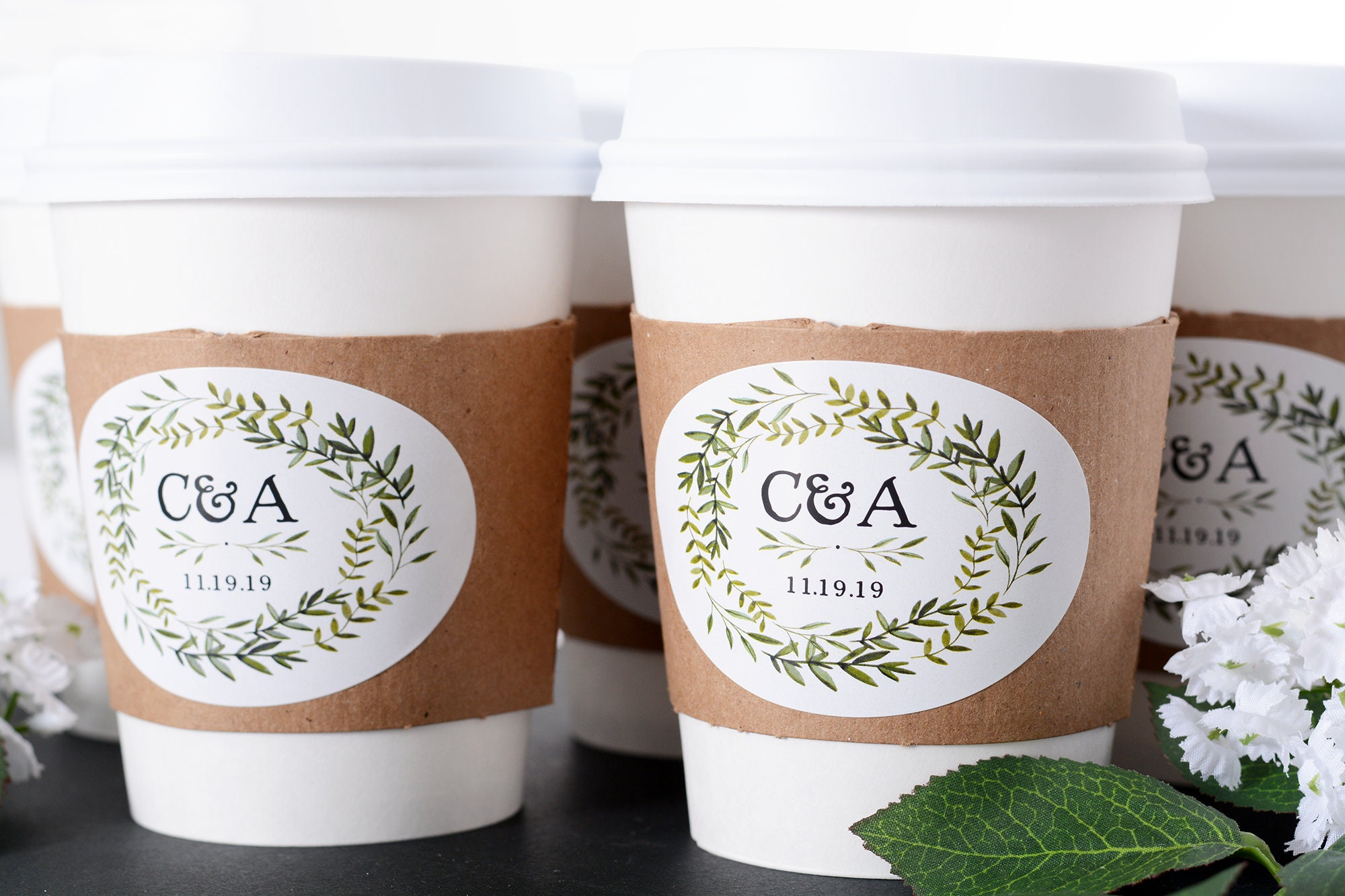 Wedding Coffee Cups - Bar Hot Chocolate Beverage Supplies Labels Cup Sleeves #wdicf-224