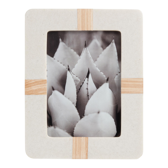 Light Gray Resin and Wood Inlay Frame - Small by World Market