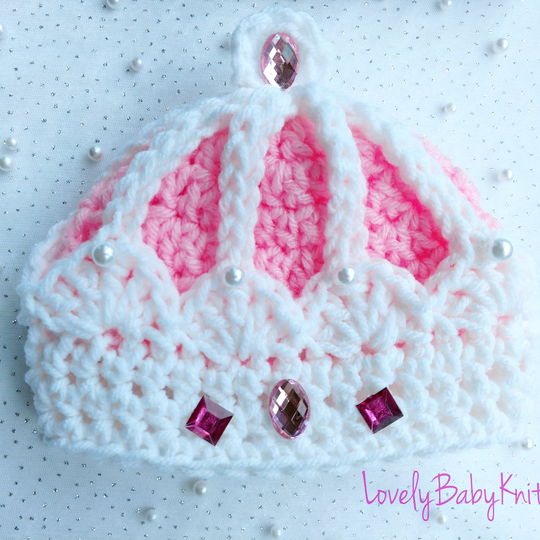 Queen Crown Hat, Lace Bloomer,, Crochet Crown, Baby Newborn Girl -Baby Outfit Photo Prop, Princess, Dusty Pink Crown