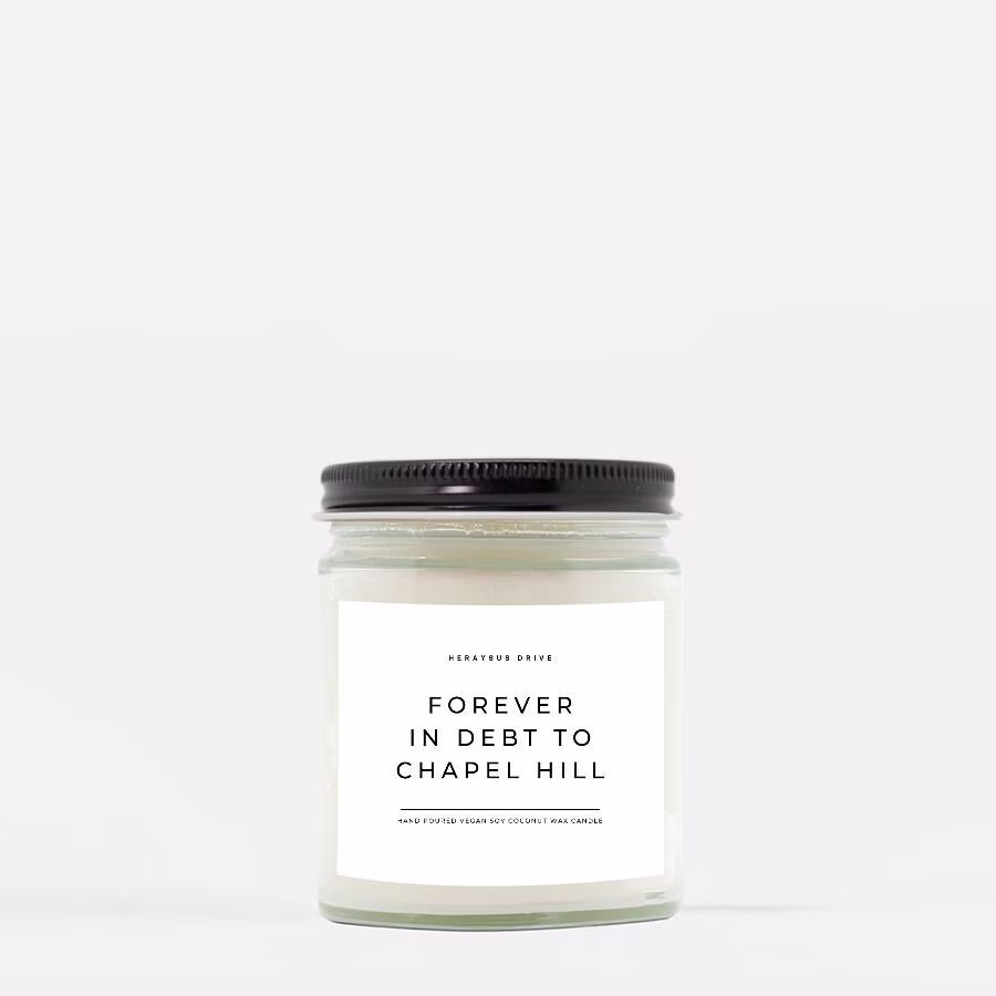 Forever in Debt To Chapel Hill Candle | Hand Poured 9 Oz. Apt Decor College, Dorm Room, College Student Gift, Nc, Basketball