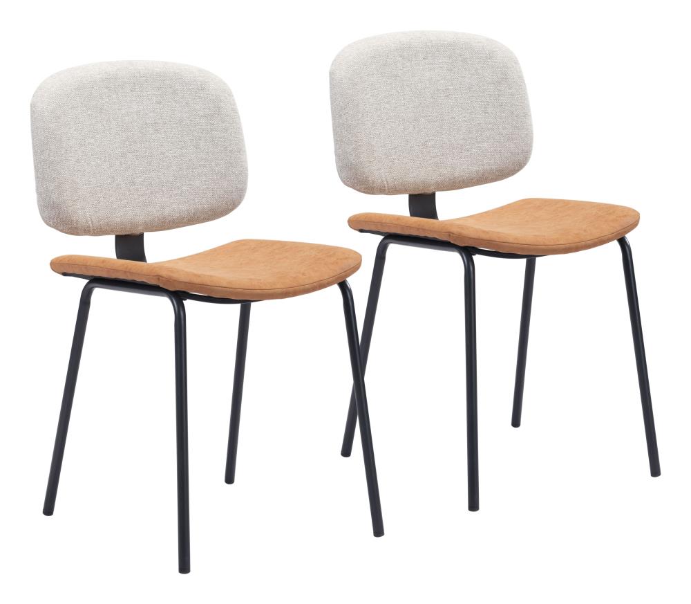 Zuo Modern Set of 2 Worcester Contemporary/Modern Polyester/Polyester Blend Upholstered Dining Side Chair (Metal Frame) in Brown | 101717