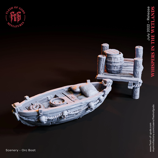 Orc Boat & Docks From "Whispers The Wetlands" By Flesh Of Gods Miniatures