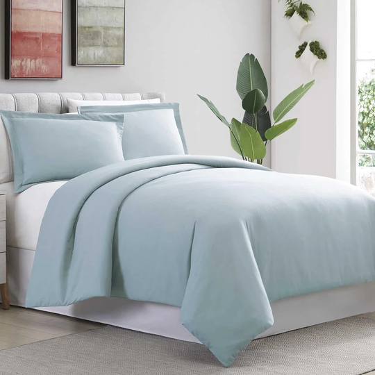 Amrapur Overseas Ultra Plush Solid Duvet Aqua Abstract Reversible King Duvet (Blend with Polyester Fill) | 3D100MFE-AQA-KG