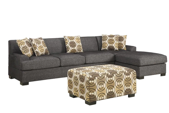 Poundex Montereal Casual Ash Black Polyester/Blend Sectional in Brown | Y744547