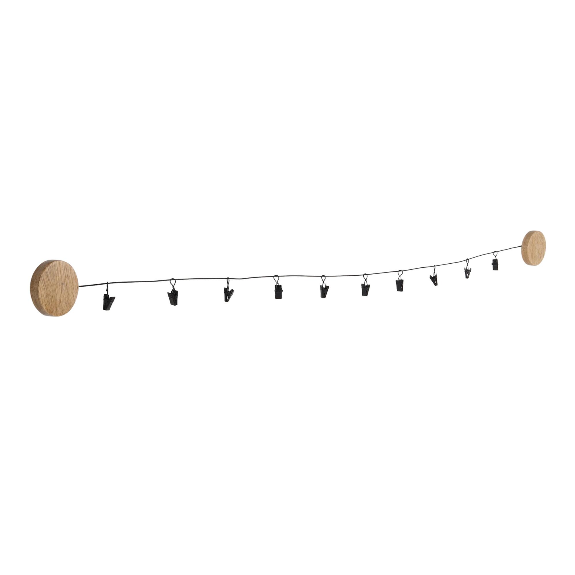 Wood And Black Photo Clip Line Wall Decor: Black/Wood by World Market