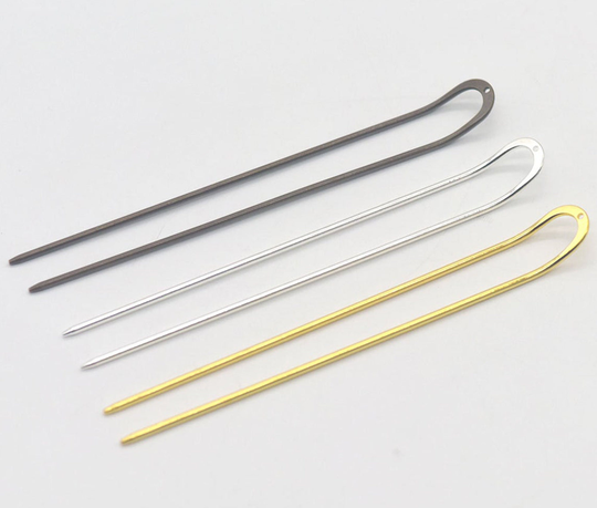 U Shape Hair Fork 2 Prong Brass Pins Sides Sticks Accessory 130x2mm