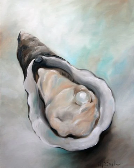 Print Oyster Art Oil Painting Sea Ocean Food Pearl/Mary Sparrow