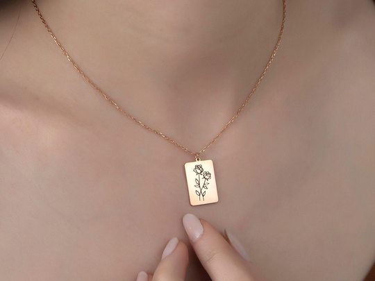 sterling Silver Birth Flower Necklace, Jewelry, Floral Pendants, Birthday Gifts, Gift For Mothers, Valentine's Day Gifts