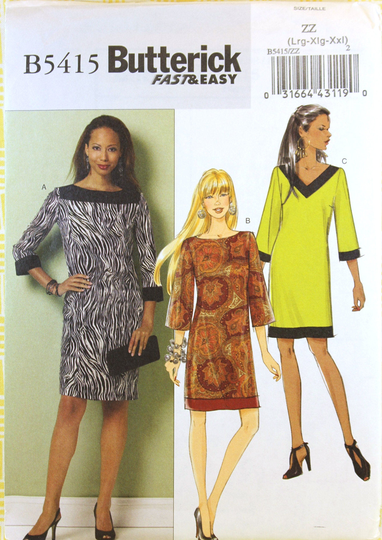 Butterick 5415 Fast & Easy Knee Length Dress Misses Xs-S-M L Xl Xxl Uncut Sewing Pattern