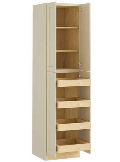 Luxxe Cabinetry Norfolk 24-in W x 96-in H x 24-in D Blended Cream Painted Door Pantry Fully Assembled Semi-custom Cabinet (Shaker Door Style)