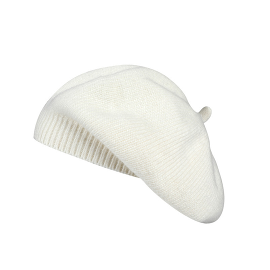 Beret Cap Keep Warm Elegant Blended Faux Fiber Fabric Women's Fashion Beret Hat for Casual - white