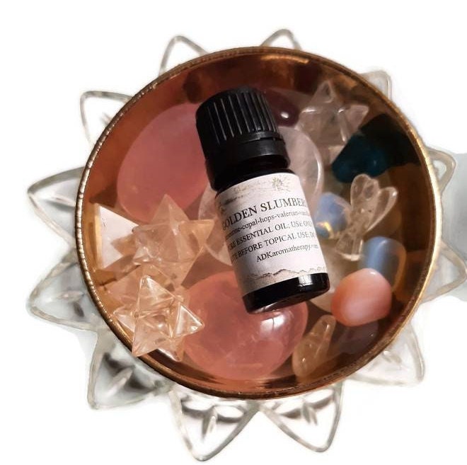 Golden Slumbers Essential Oil Blend. Hops, Valerian, Chamomiles, Oranges. 5 Ml