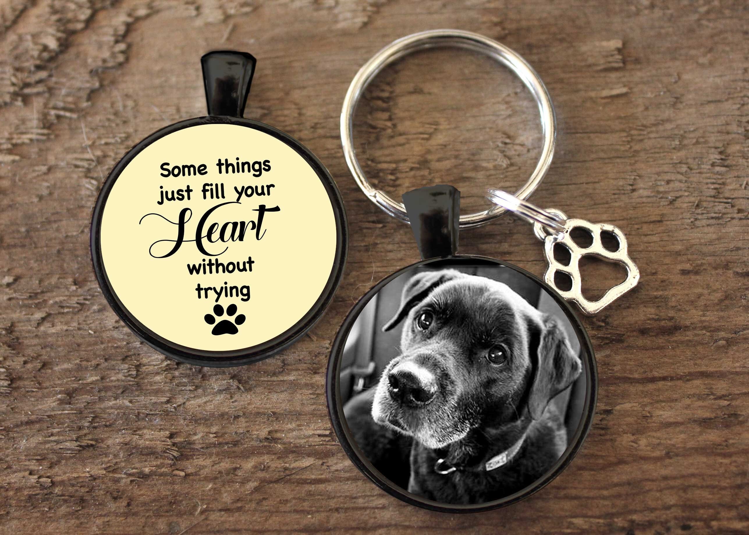 Custom Pet Key Chain, Dog Keychain, Double Sided, Reversible, Photo Charm, Memorial