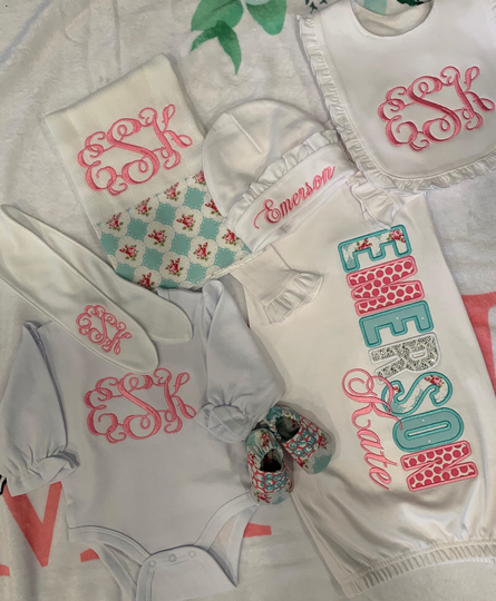 Personalized Baby Gown Girl Babycoming Home Outfit Newborn Unique Monogrammed Clothes