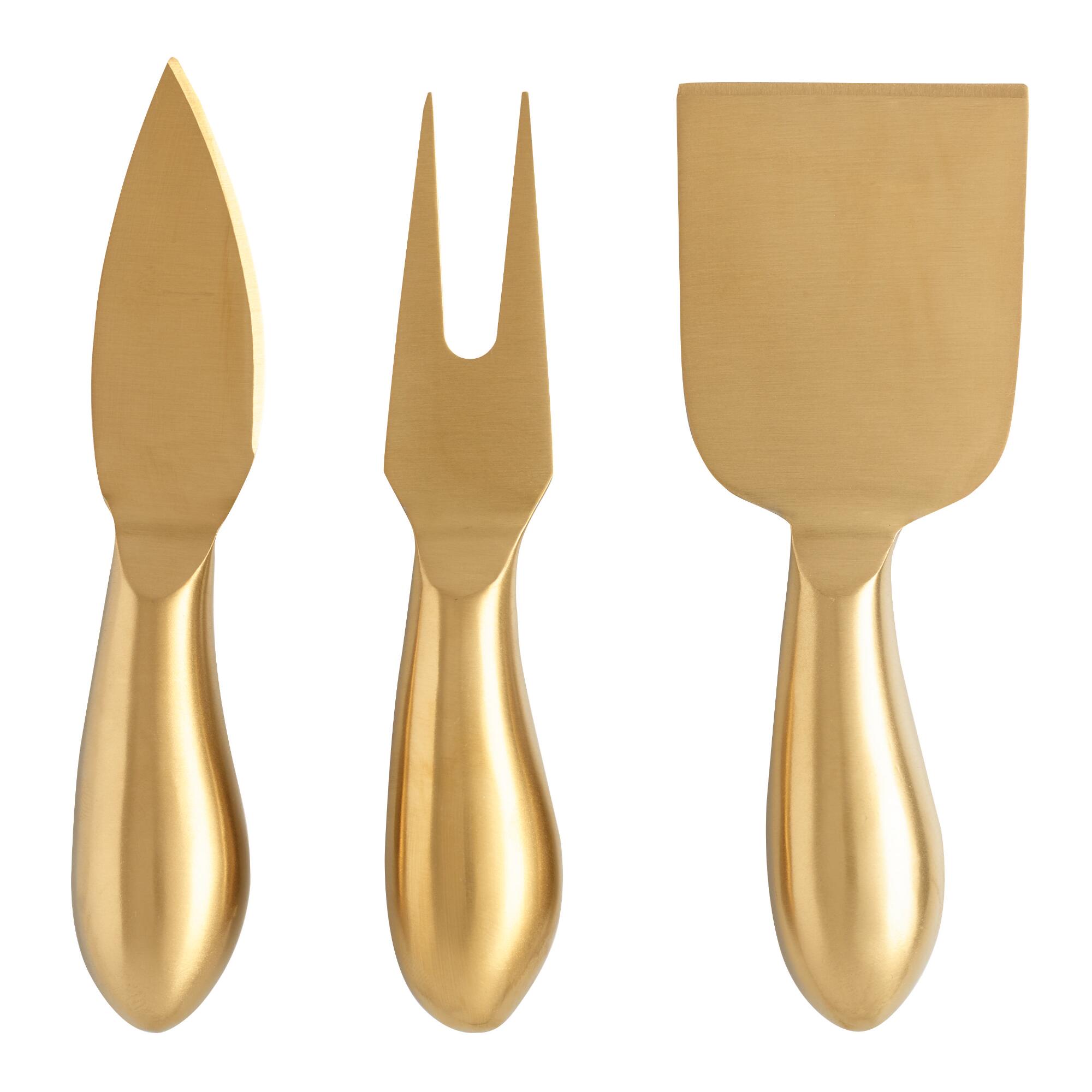 Rumbled Gold Cheese Knives 3 Piece Set by World Market