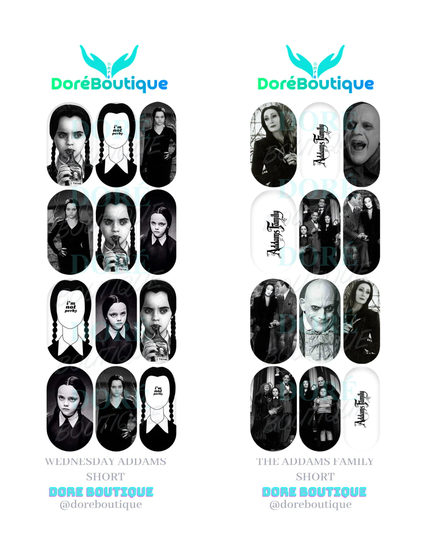 Addams Family Short | Wednesday Nail Decals