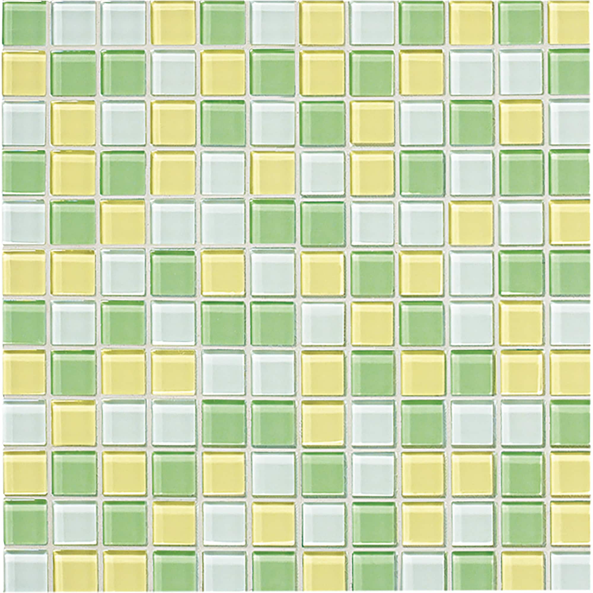 Crossville High Fidelity Snow/Lemon/Lime 4x4 Swatch 1x1 Mosaic Blend | 1X1LW.GB04