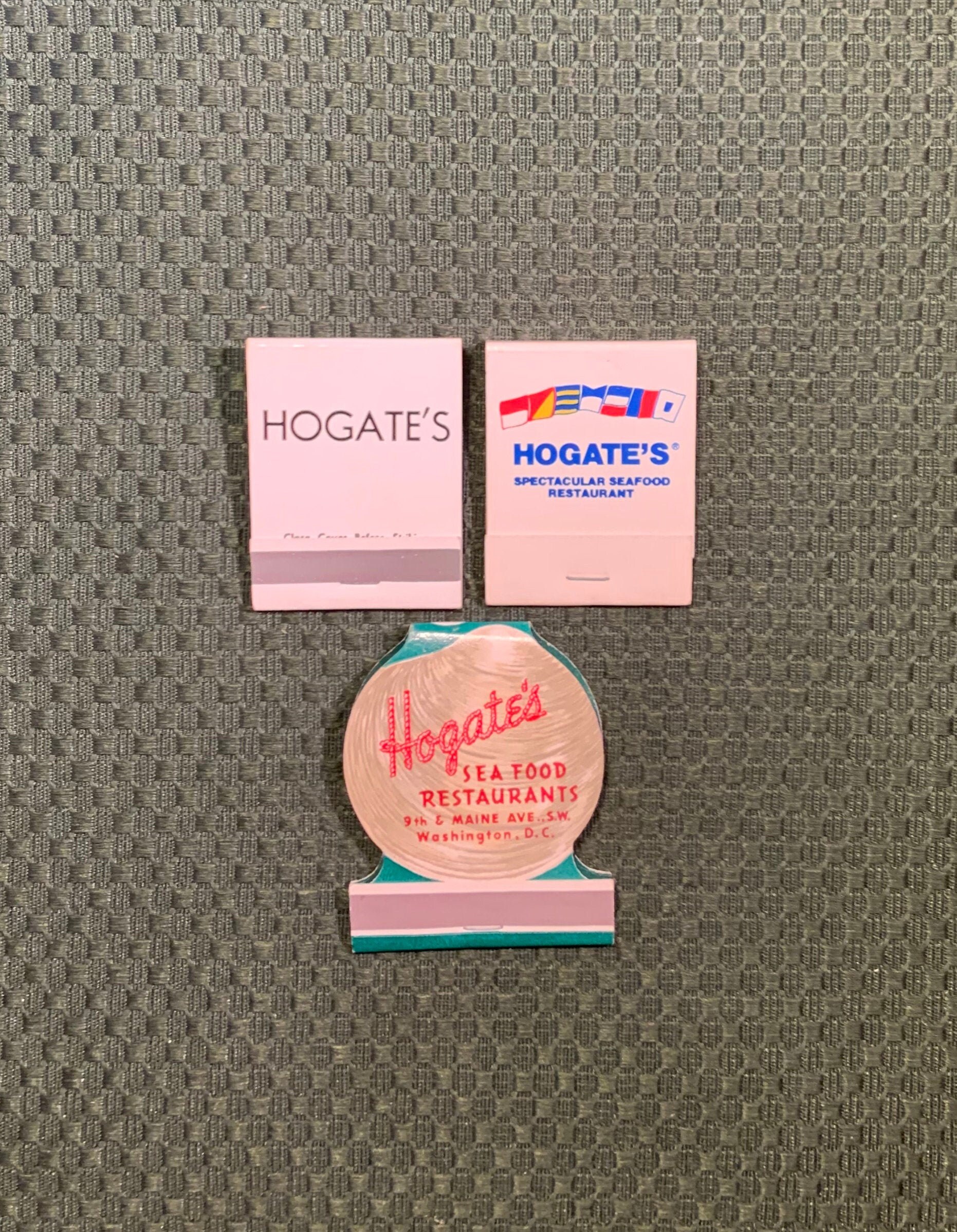 Vintage Matchbooks, Hogates, Seafood, Restaurant, Washington, Dc, Lot Of 3, with All Match Sticks, Clam Shell, Free Ship in Usa