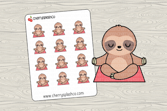 Cute Yoga Sloth Icons Planner Journal Stickers Functional Erin Condren Happy Hobonichi Exercise Workout
