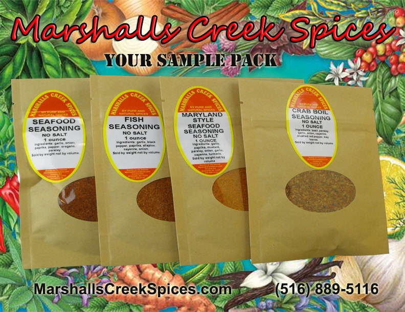Marshalls Creek Spices Sample Pack- Try Before U Buy - Of The Sea, Fish & Seafood No Salt Blends